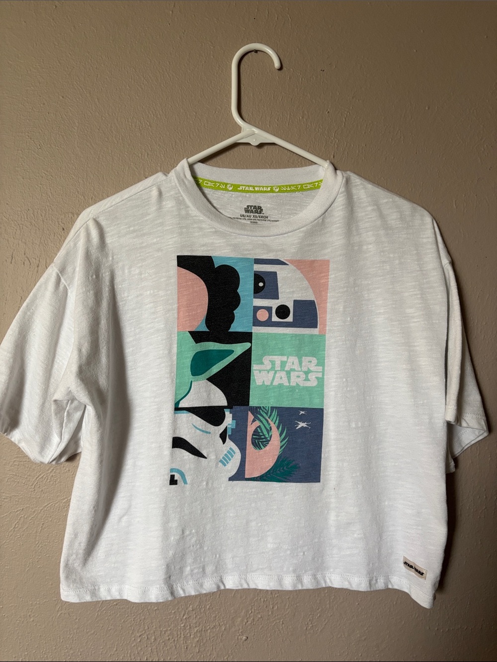 Star Wars White Tee with Pastel Teal, Navy & Pink Graphic